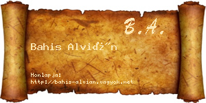 Bahis Alvián névjegykártya